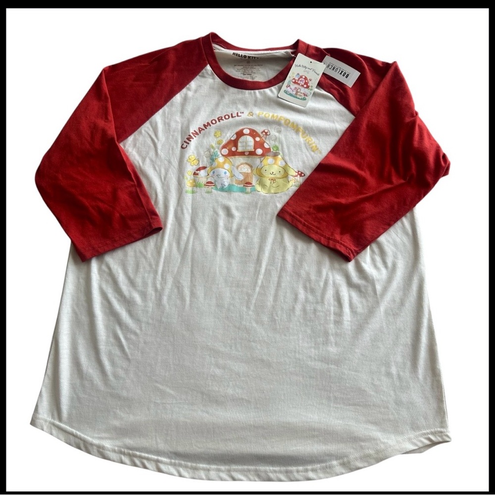 Sanrio Mushrooms‎ Cinnamoroll & Pompompurin Raglan T-Shirt BoxLunch Exclusive 2x